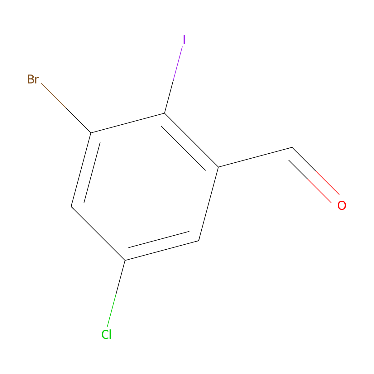 3-Bromo-5-chloro-2-iodobenzaldehyde molecular structure, CAS 2091701-23-2
