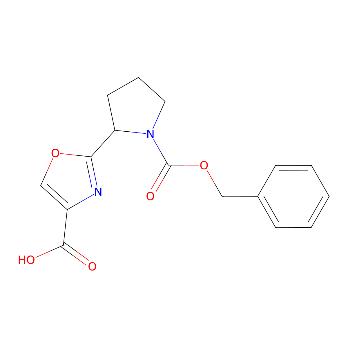 2-[(2S)-1-[(benzyloxy)carbonyl]pyrrolidin-2-yl]-1,3-oxazole-4-carboxylic acid molecular structure, CAS 2091703-03-4