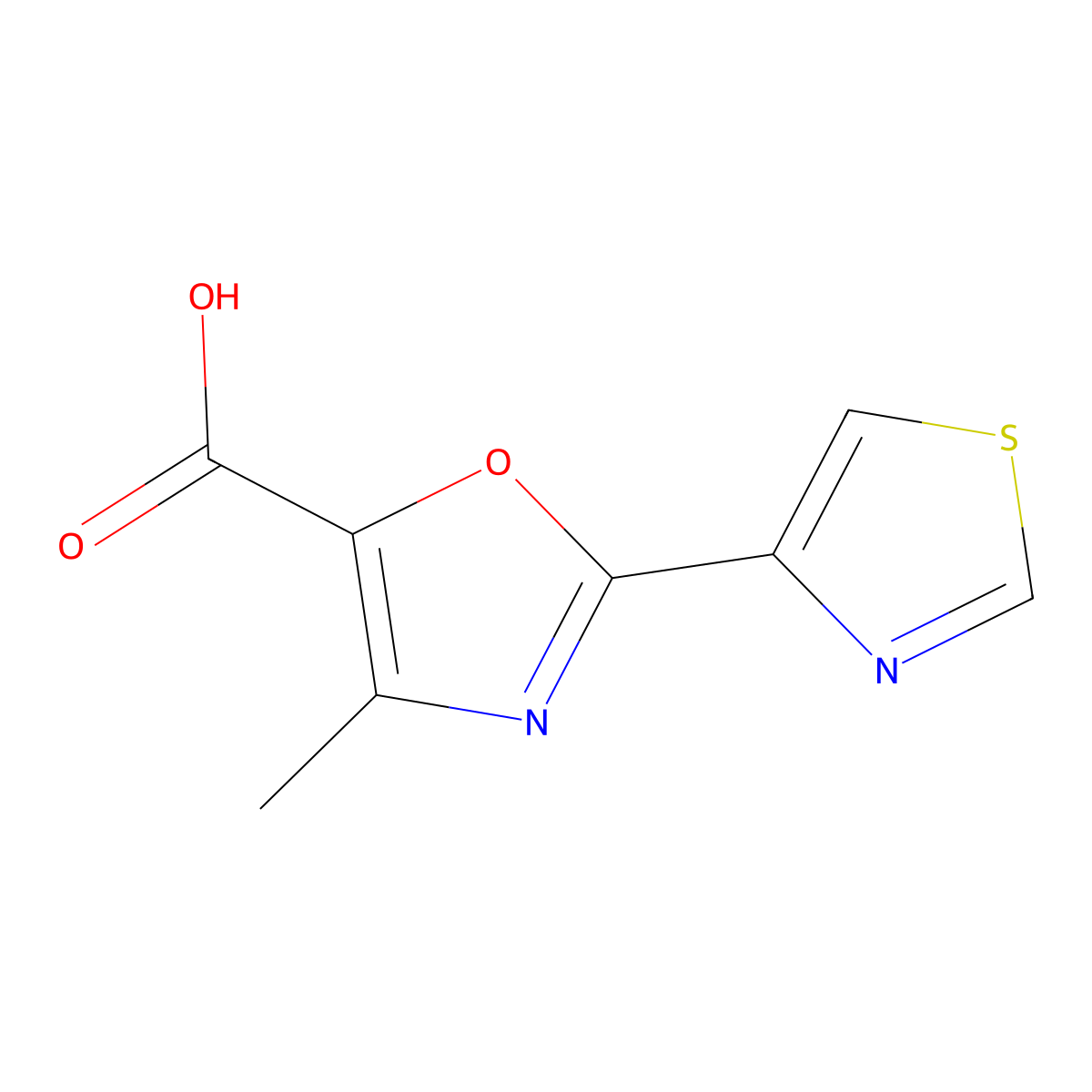 4-Methyl-2-(1,3-thiazol-4-yl)-1,3-oxazole-5-carboxylic acid molecular structure, CAS 2091704-84-4