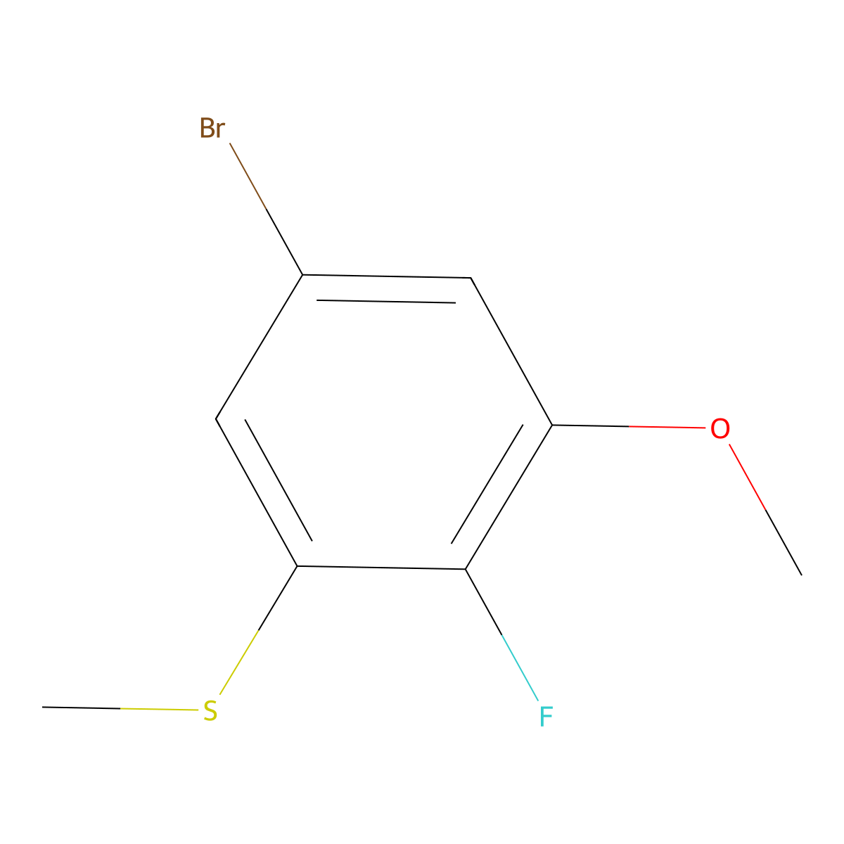 (5-Bromo-2-fluoro-3-methoxyphenyl)(methyl)sulfane molecular structure, CAS 2091705-75-6