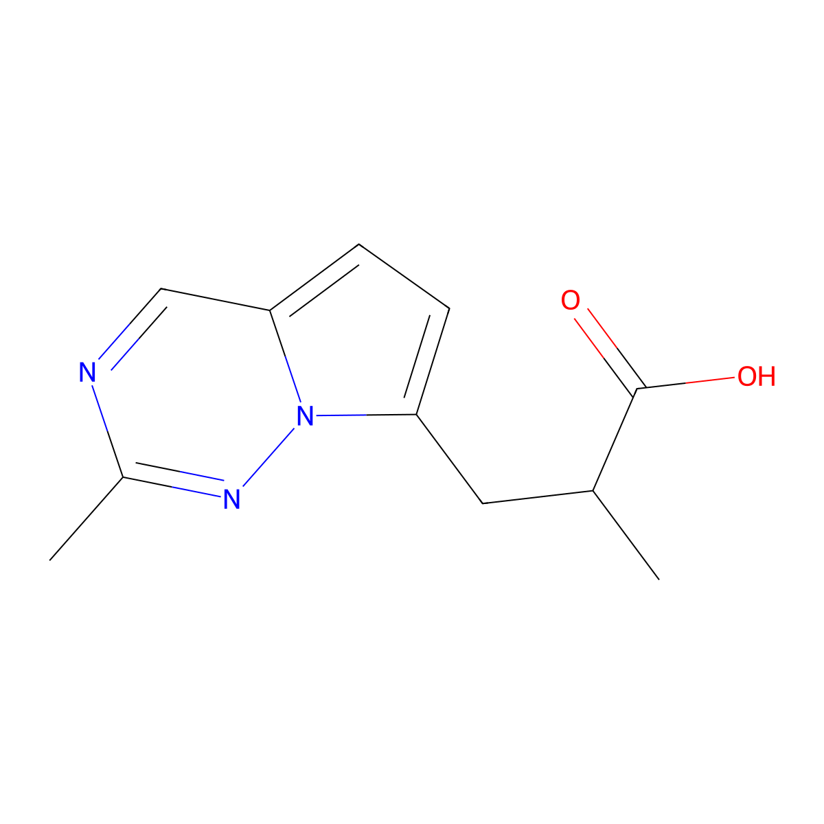 2-Methyl-3-(2-methylpyrrolo[2,1-f][1,2,4]triazin-7-yl)propanoic acid molecular structure, CAS 2091706-80-6