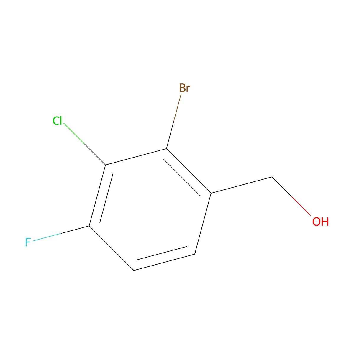 (2-Bromo-3-chloro-4-fluorophenyl)methanol molecular structure, CAS 2091709-98-5