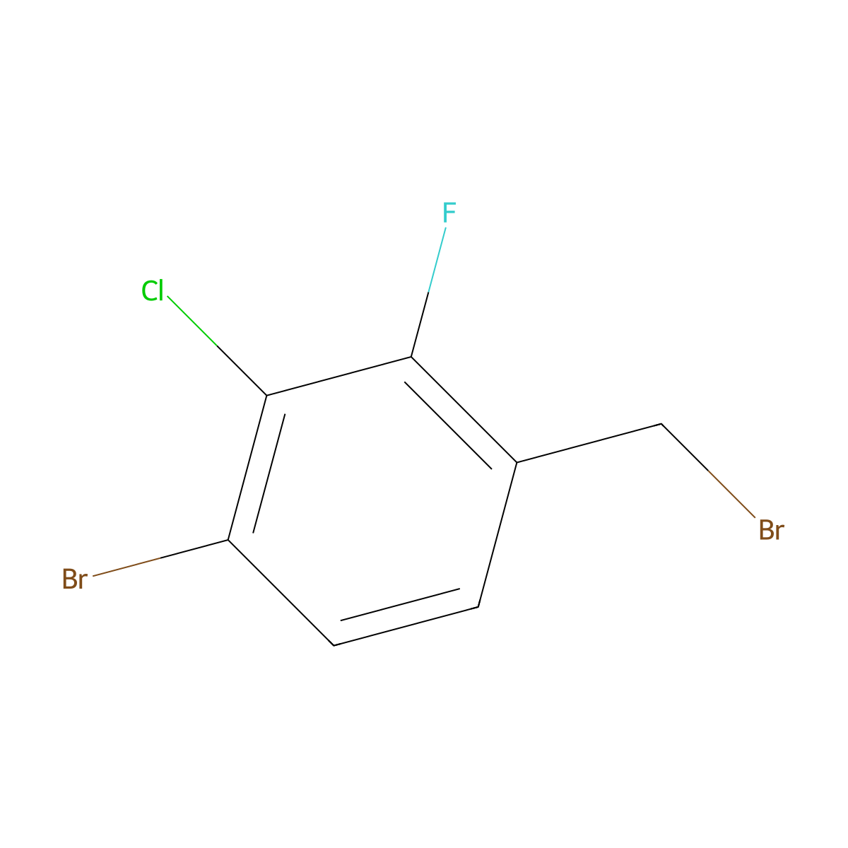 4-Bromo-3-chloro-2-fluorobenzyl bromide molecular structure, CAS 2091710-10-8