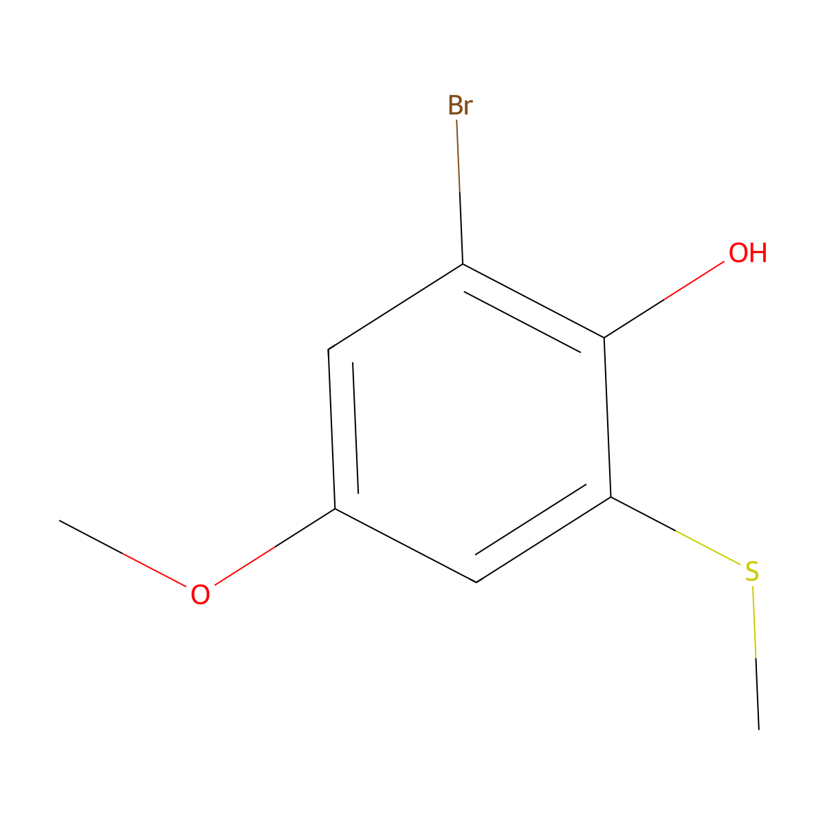 2-Bromo-4-methoxy-6-(methylthio)phenol molecular structure, CAS 2091711-80-5