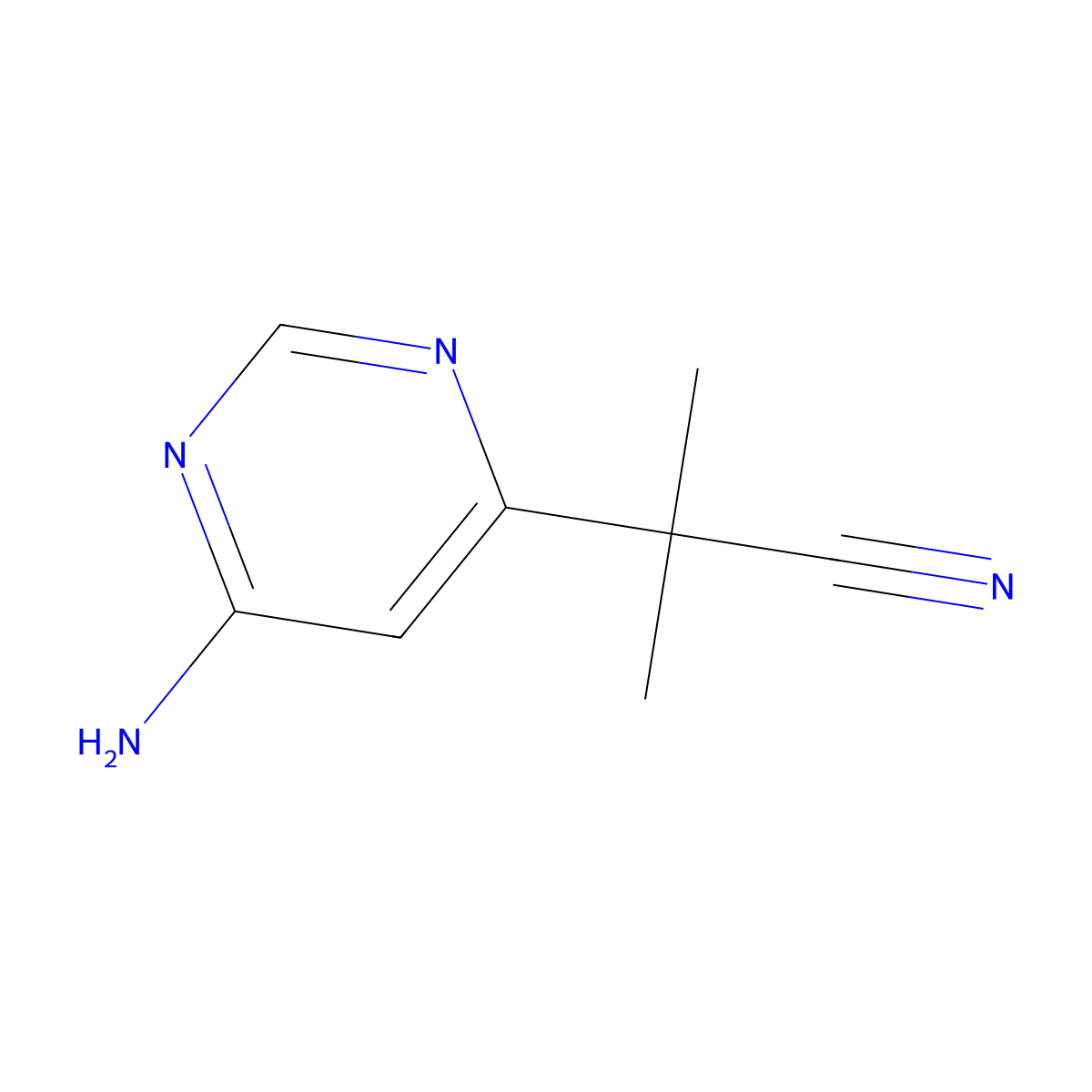 2-(6-Aminopyrimidin-4-yl)-2-methylpropanenitrile molecular structure, CAS 2091714-40-6