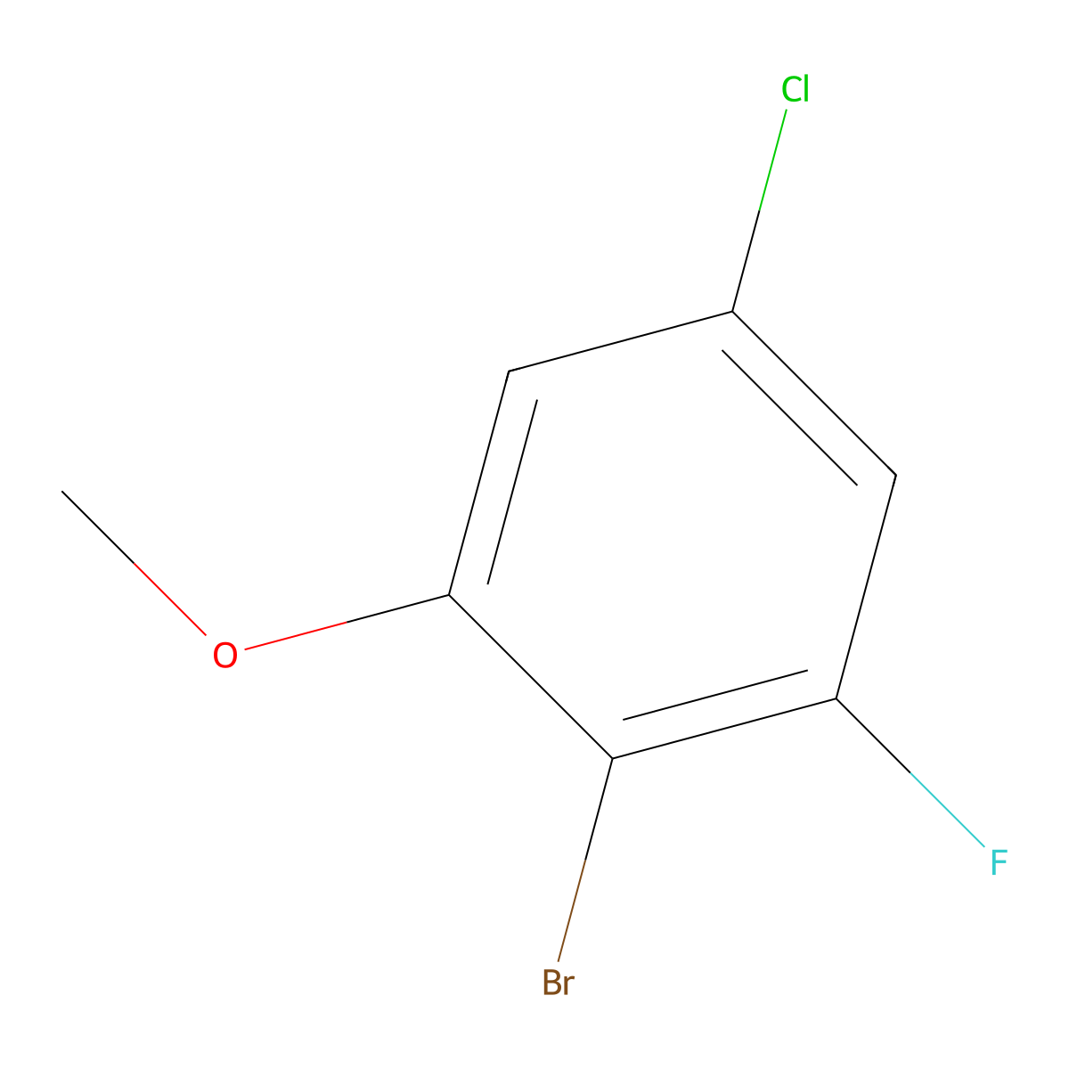 2-Bromo-5-chloro-1-fluoro-3-methoxybenzene molecular structure, CAS 2091715-14-7