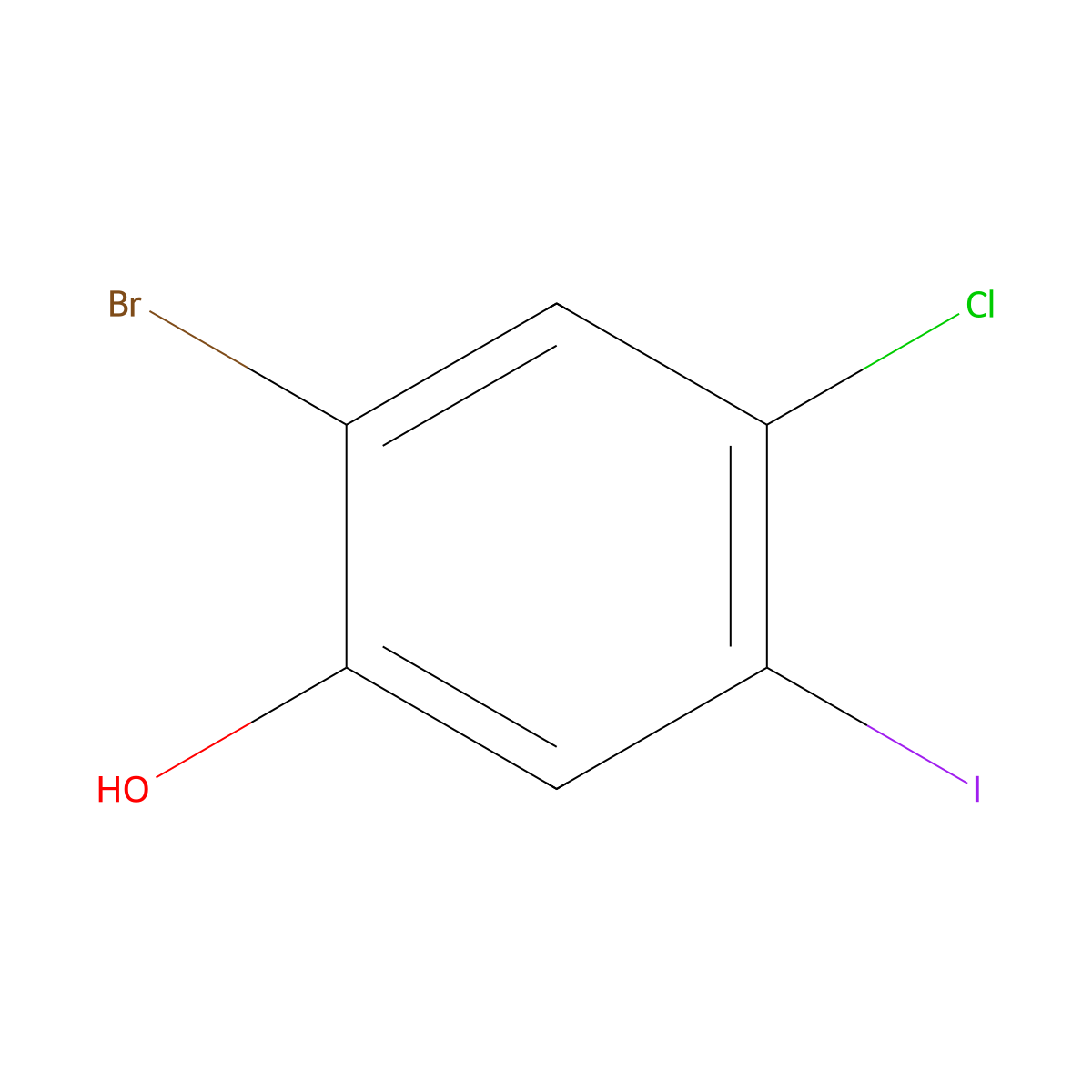 2-Bromo-4-chloro-5-iodophenol molecular structure, CAS 2091716-48-0