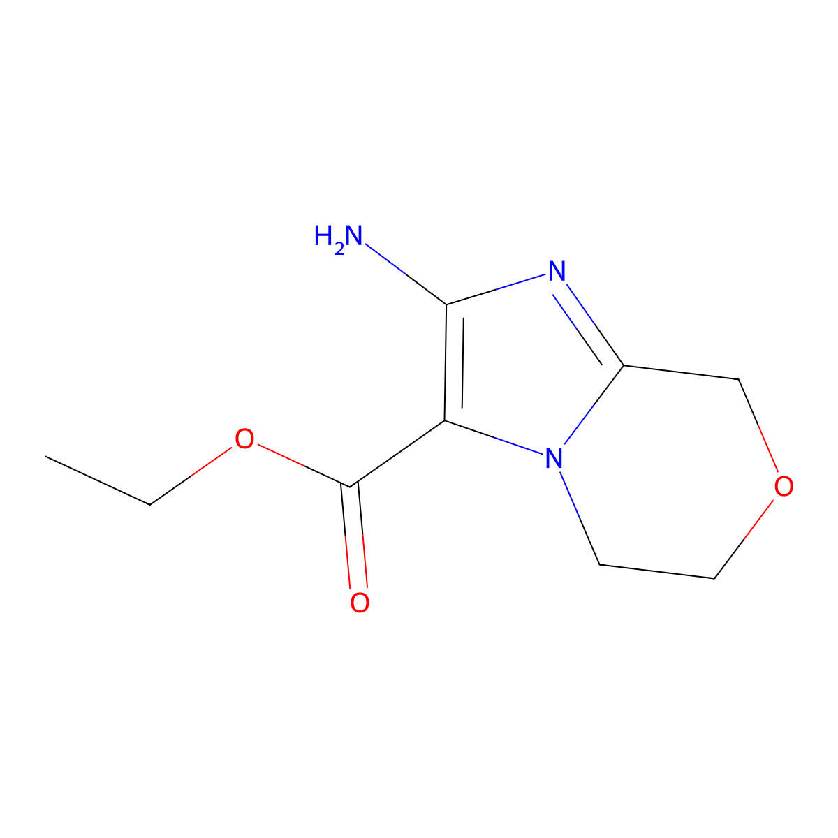 Ethyl 2-amino-5H,6H,8H-imidazo[2,1-c][1,4]oxazine-3-carboxylate molecular structure, CAS 2091716-96-8