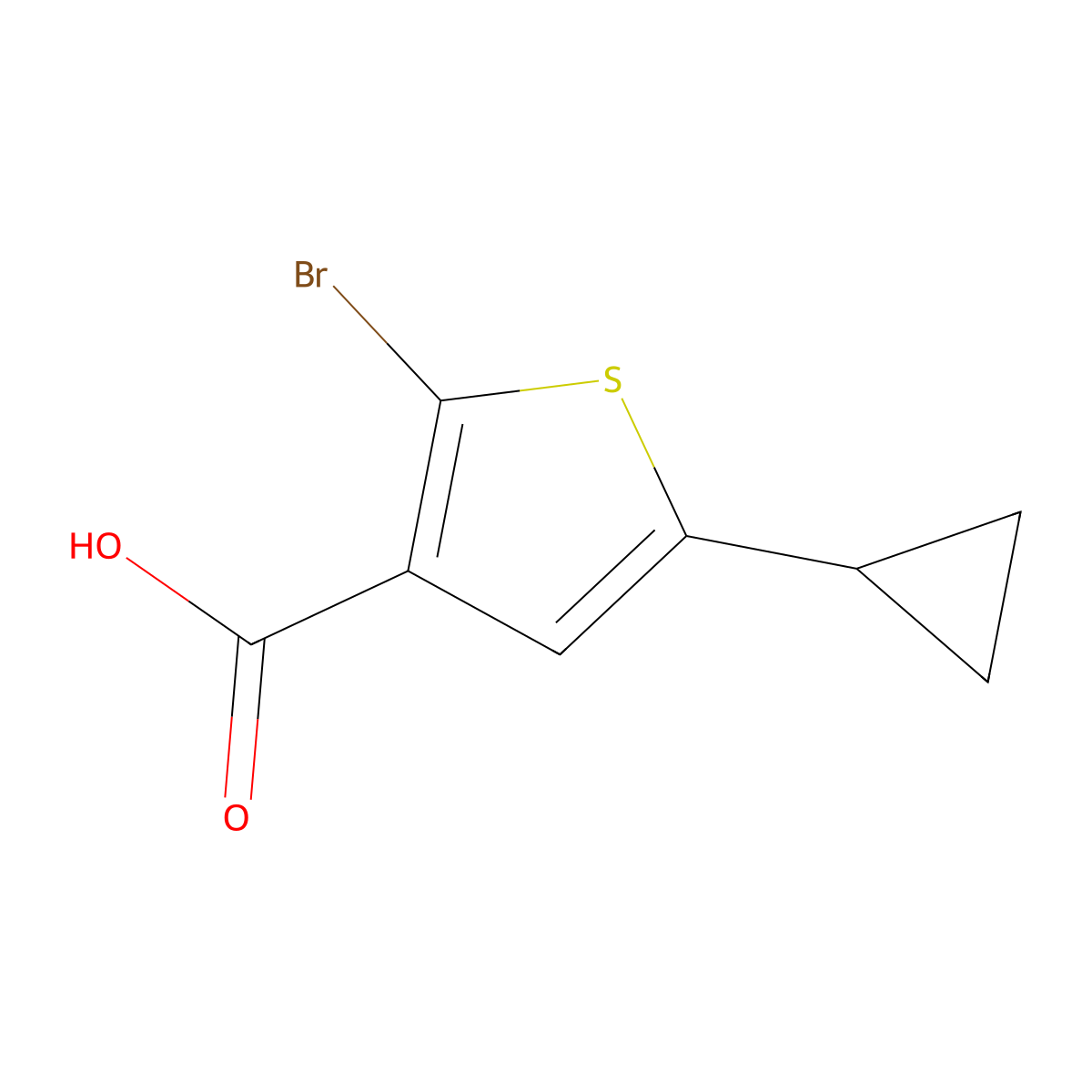2-Bromo-5-cyclopropylthiophene-3-carboxylic acid molecular structure, CAS 2091719-00-3