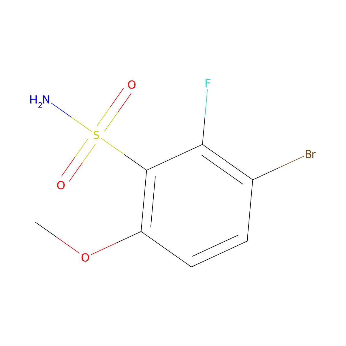 3-Bromo-2-fluoro-6-methoxybenzene-1-sulfonamide molecular structure, CAS 2091727-02-3