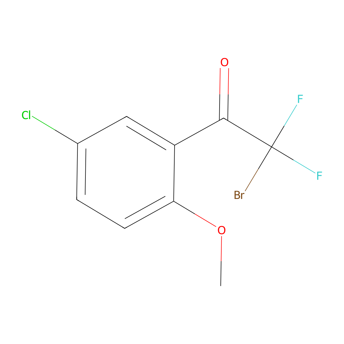 2-Bromo-2,2-difluoro-1-(3-chloro-6-methoxyphenyl)ethanone molecular structure, CAS 2091728-18-4