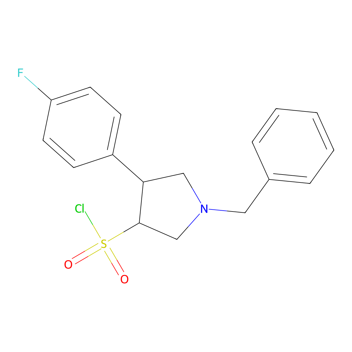 rac-(3R,4S)-1-benzyl-4-(4-fluorophenyl)pyrrolidine-3-sulfonyl chloride molecular structure, CAS 2091728-69-5