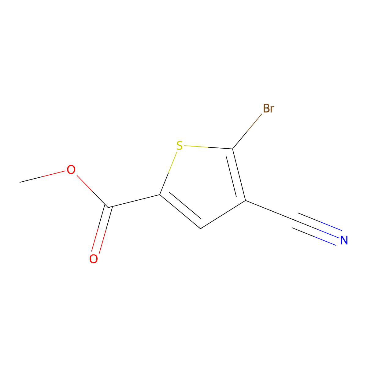 Methyl 5-bromo-4-cyanothiophene-2-carboxylate molecular structure, CAS 2091729-62-1