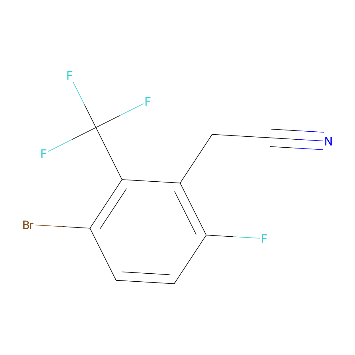 3-Bromo-6-fluoro-2-(trifluoromethyl)phenylacetonitrile molecular structure, CAS 2091737-61-8