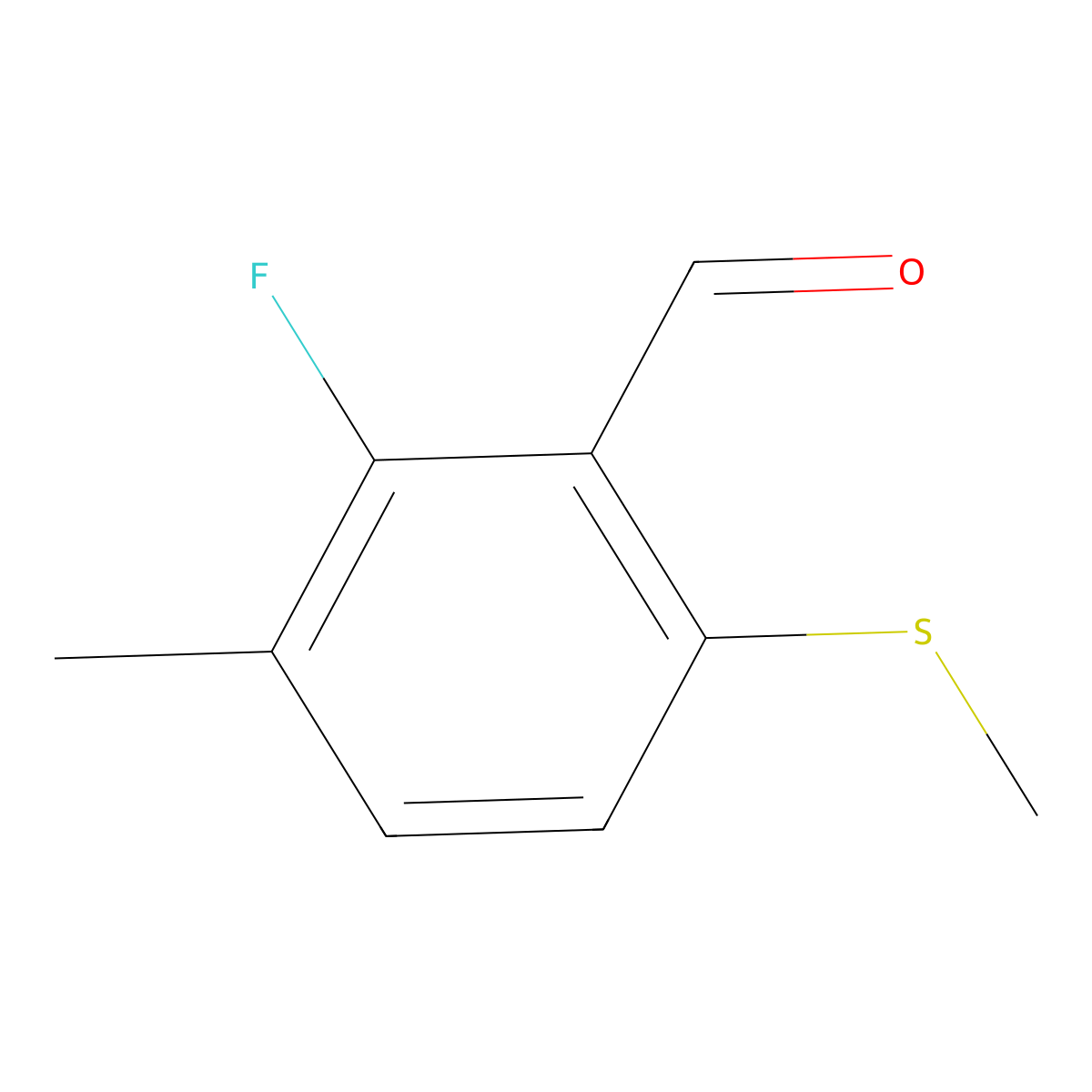 2-Fluoro-3-methyl-6-(methylthio)benzaldehyde molecular structure, CAS 2091741-88-5