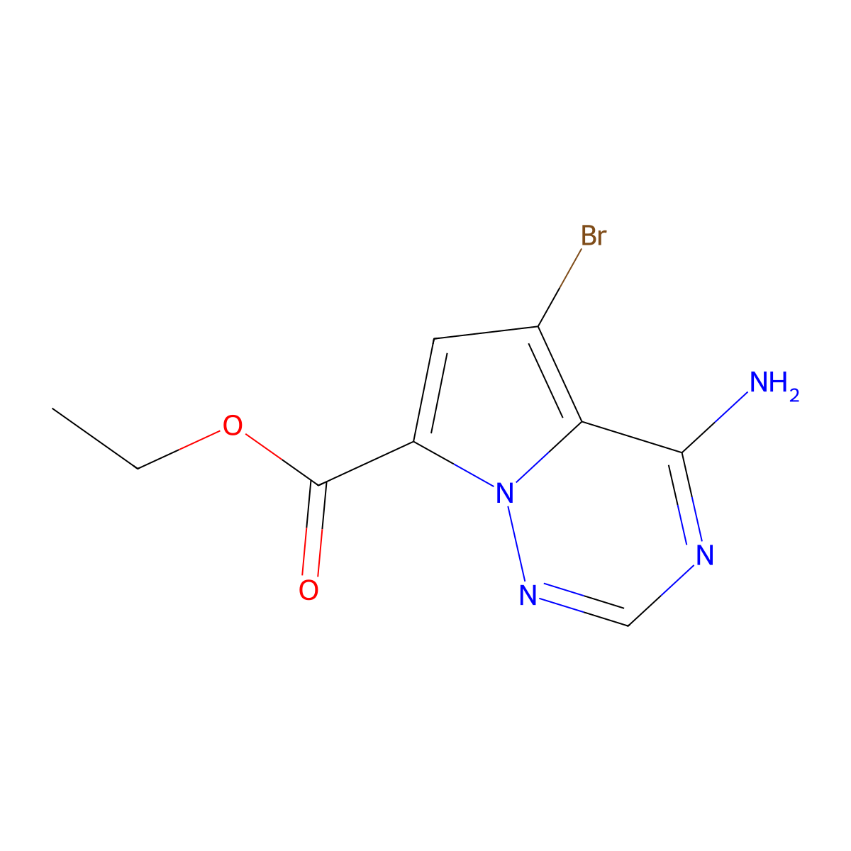 Ethyl 4-amino-5-bromopyrrolo[2,1-f][1,2,4]triazine-7-carboxylate molecular structure, CAS 2091742-74-2