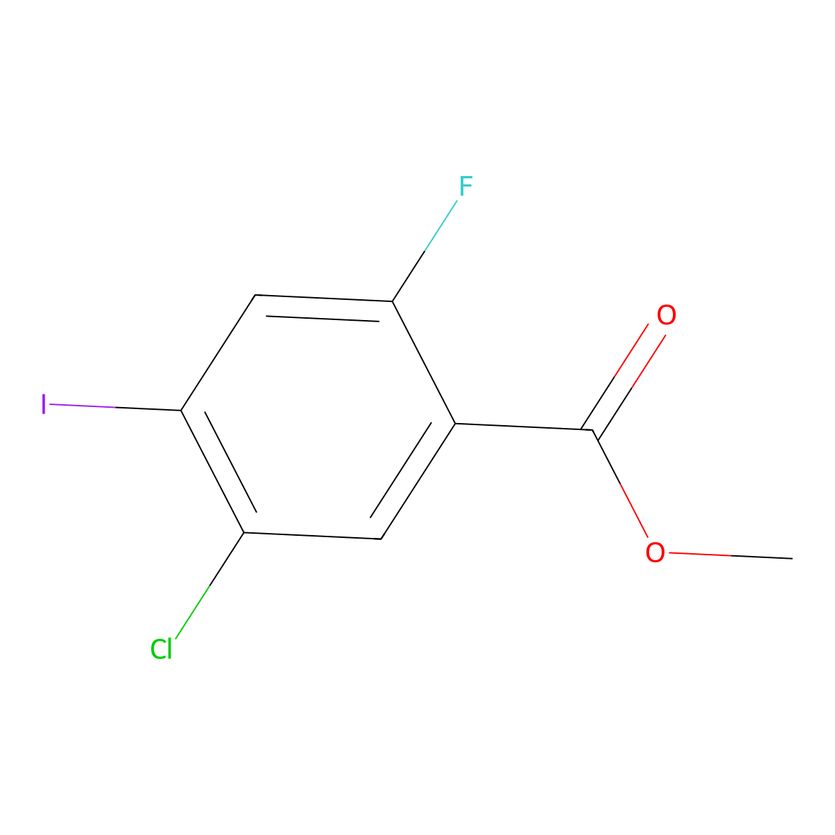 Methyl 5-chloro-2-fluoro-4-iodobenzoate molecular structure, CAS 2091744-23-7