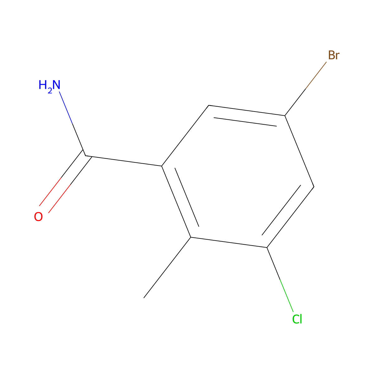 5-Bromo-3-chloro-2-methylbenzamide molecular structure, CAS 2091745-49-0