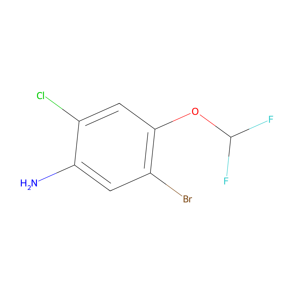 5-Bromo-2-chloro-4-(difluoromethoxy)aniline molecular structure, CAS 2091745-95-6