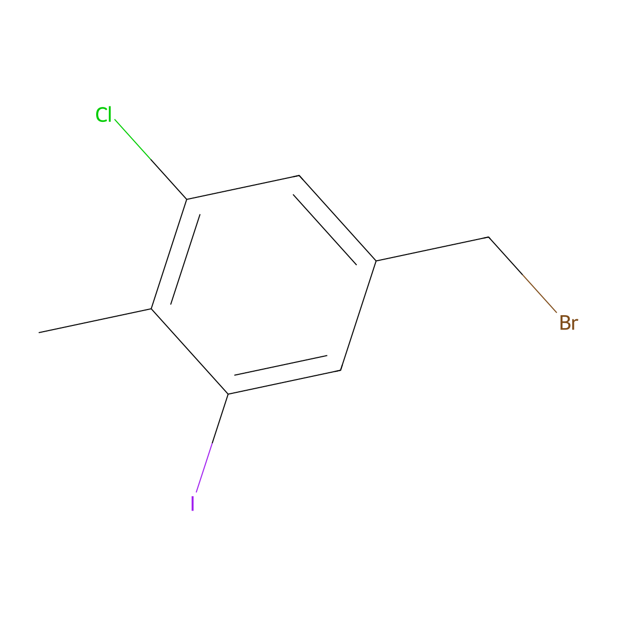 5-(Bromomethyl)-1-chloro-3-iodo-2-methylbenzene molecular structure, CAS 2091746-02-8