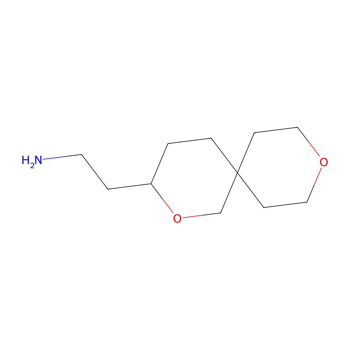 2-{2,9-Dioxaspiro[5.5]undecan-3-yl}ethan-1-amine molecular structure, CAS 2091748-63-7