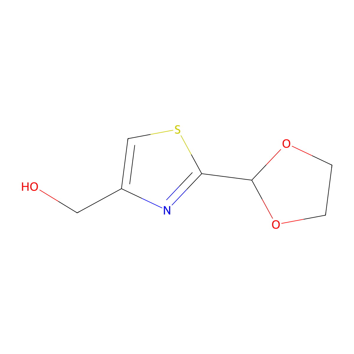 [2-(1,3-Dioxolan-2-yl)-1,3-thiazol-4-yl]methanol molecular structure, CAS 2091750-70-6