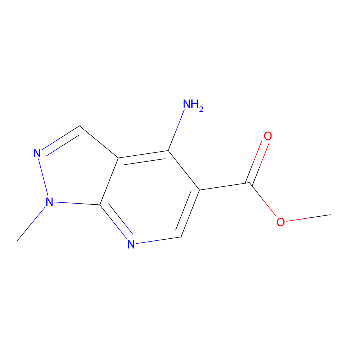 methyl 4-amino-1-methyl-1H-pyrazolo[3,4-b]pyridine-5-carboxylate molecular structure, CAS 2091751-03-8