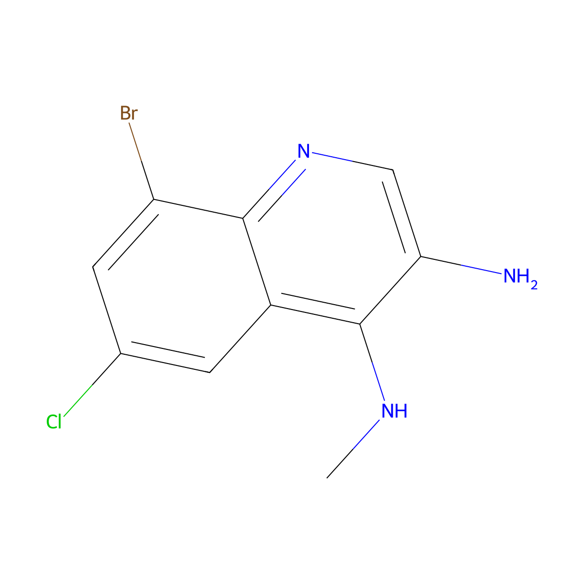 8-Bromo-6-chloro-N4-methylquinoline-3,4-diamine molecular structure, CAS 2091751-48-1