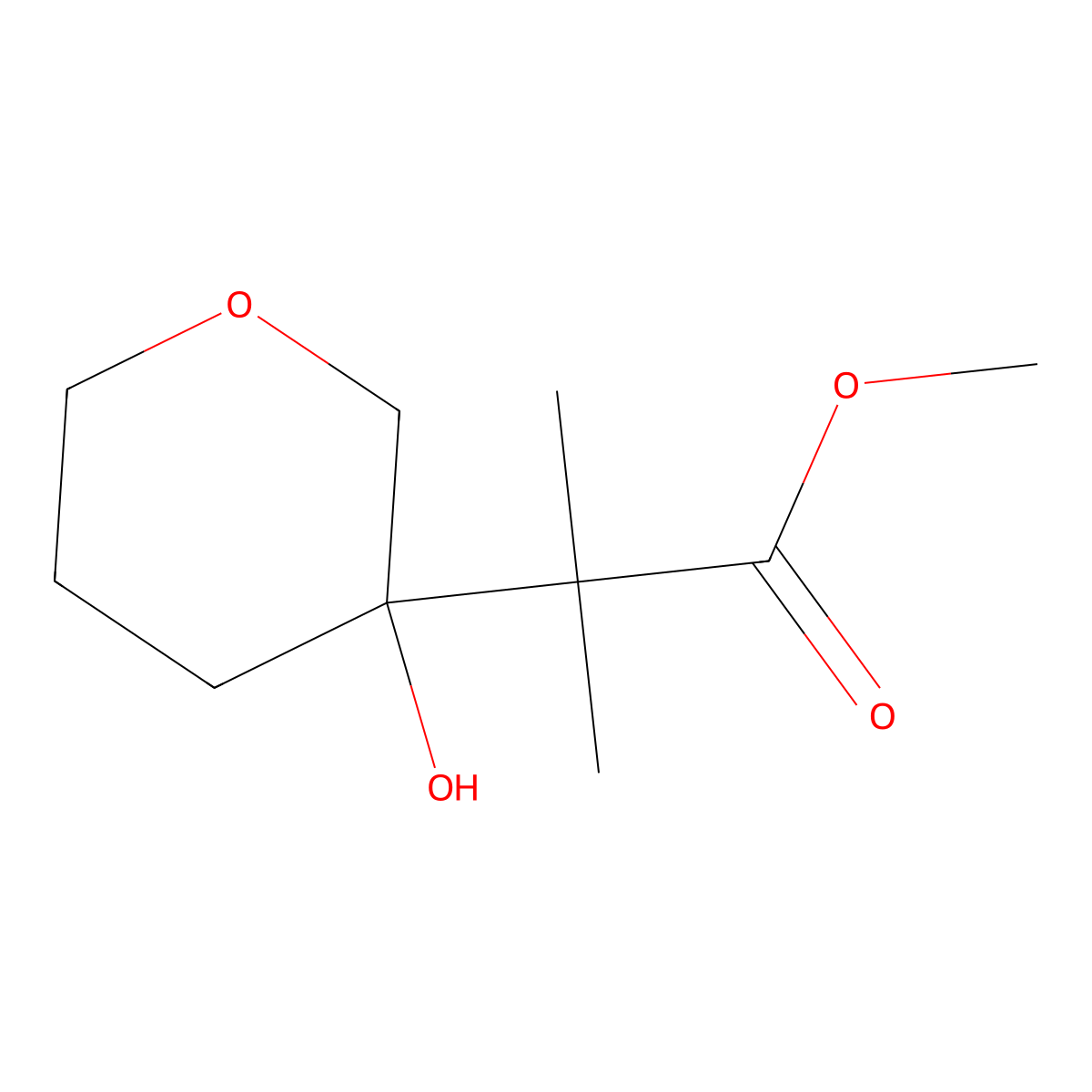Methyl 2-(3-hydroxyoxan-3-yl)-2-methylpropanoate molecular structure, CAS 2091752-12-2