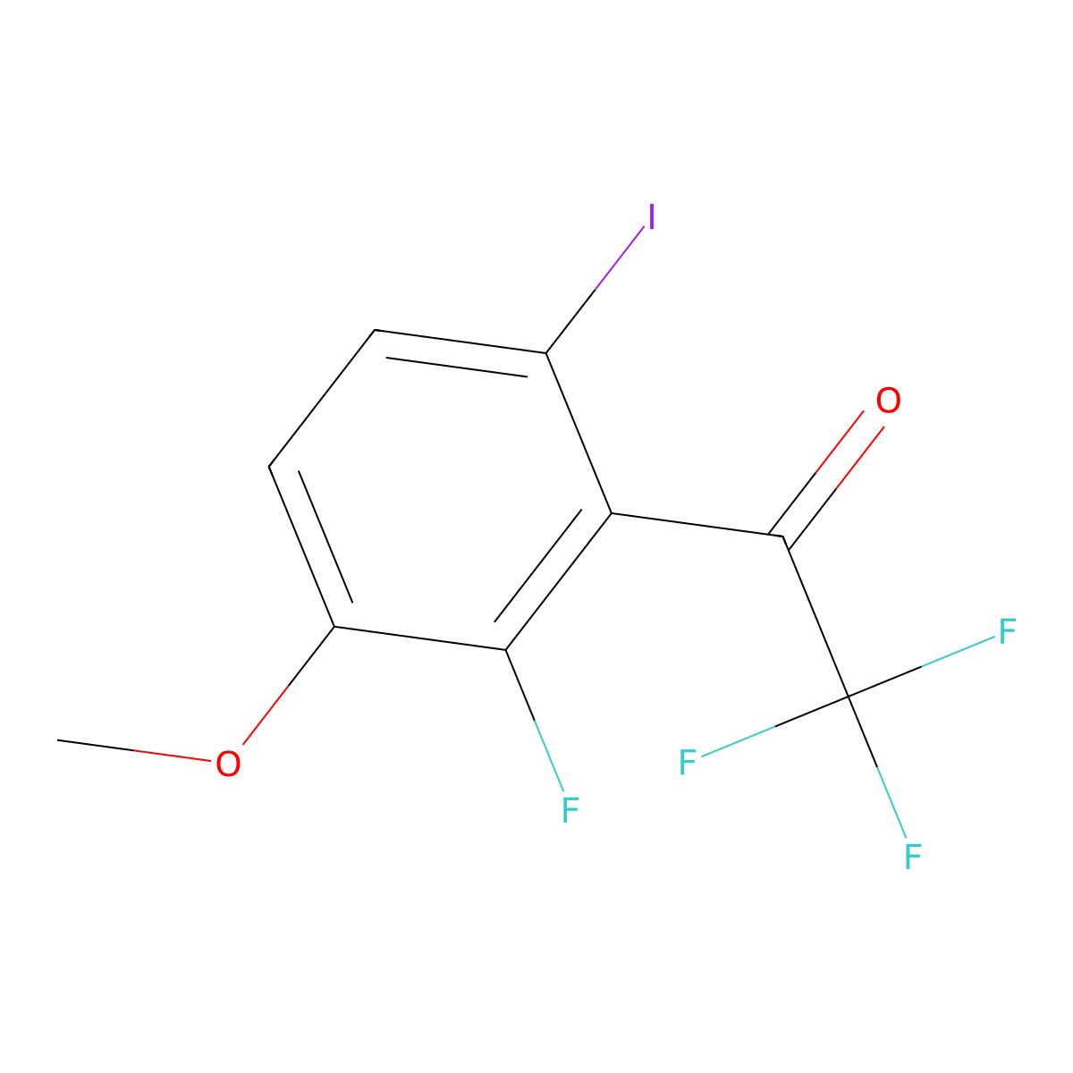 2,2,2-Trifluoro-1-(2-fluoro-6-iodo-3-methoxyphenyl)ethanone molecular structure, CAS 2091756-77-1