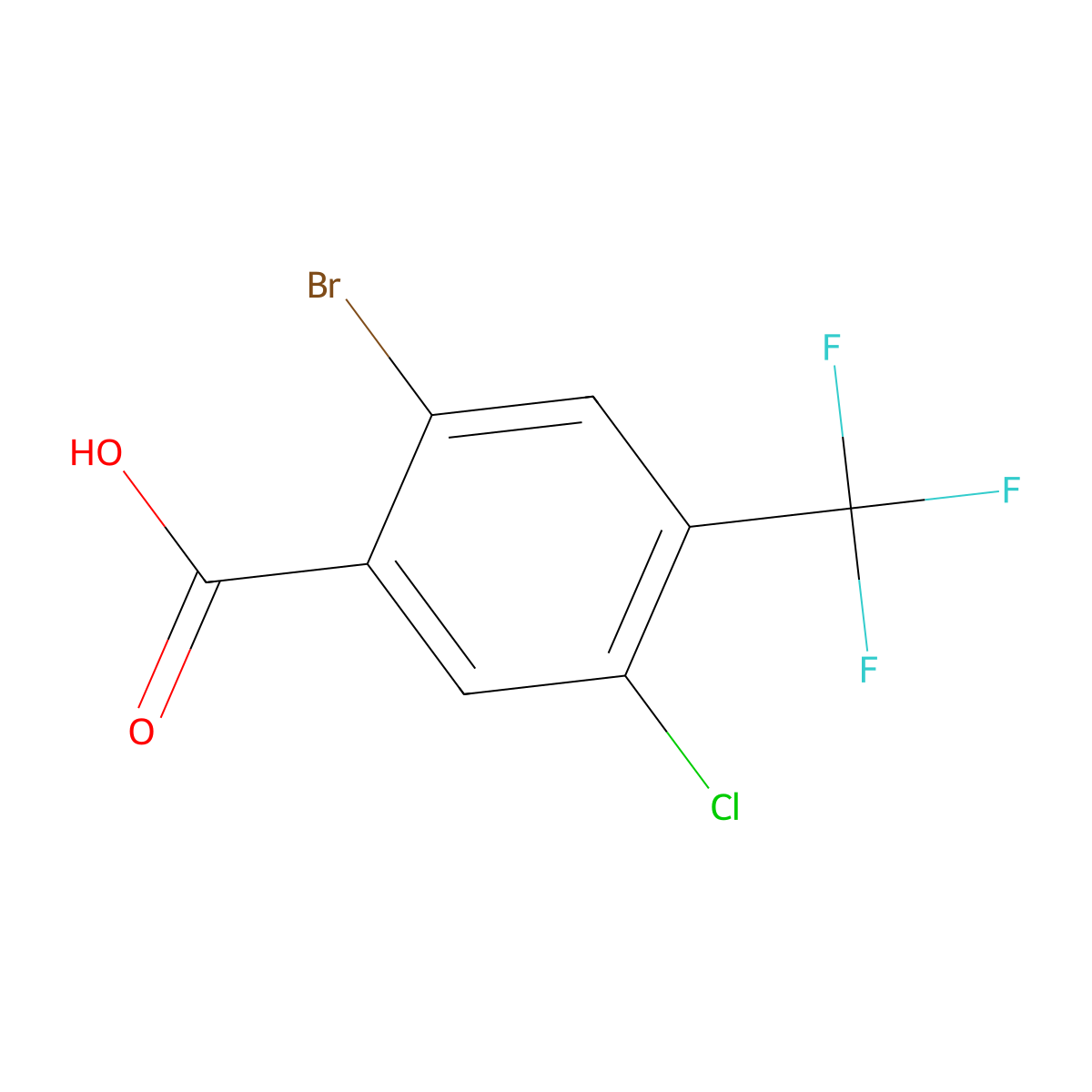 2-Bromo-5-chloro-4-(trifluoromethyl)benzoic acid molecular structure, CAS 2091760-92-6
