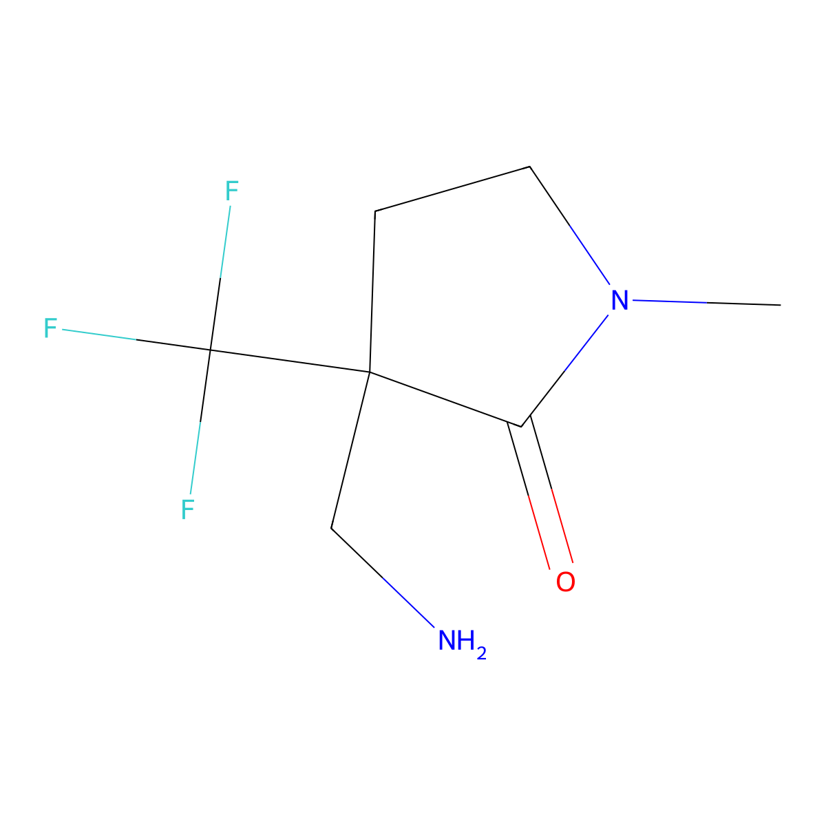 3-(Aminomethyl)-1-methyl-3-(trifluoromethyl)pyrrolidin-2-one molecular structure, CAS 2091762-10-4