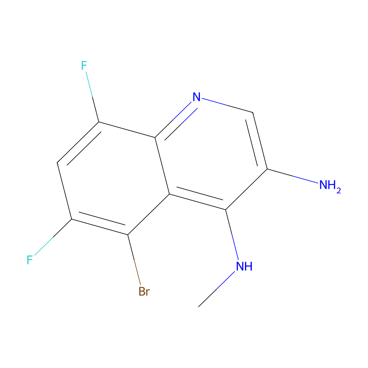 5-Bromo-6,8-difluoro-N4-methylquinoline-3,4-diamine molecular structure, CAS 2091762-48-8