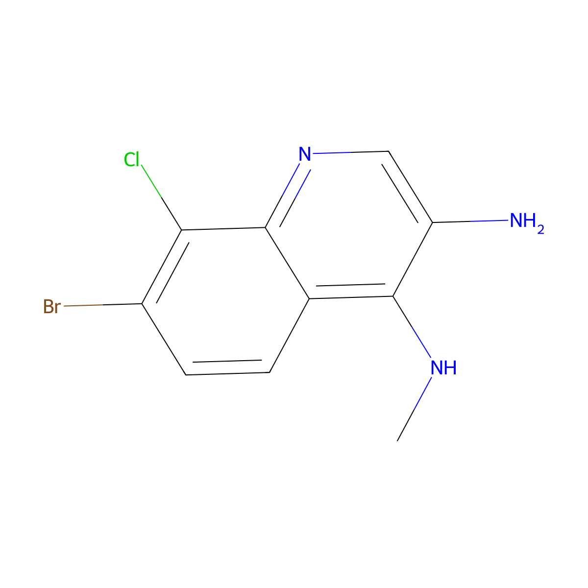 7-Bromo-8-chloro-N4-methylquinoline-3,4-diamine molecular structure, CAS 2091762-77-3