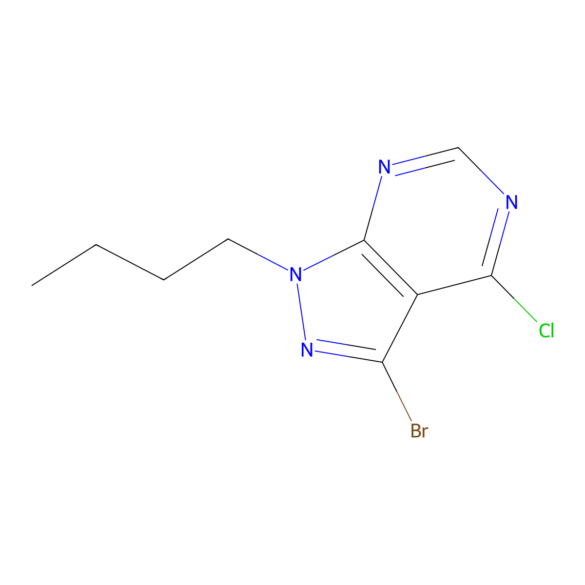 3-Bromo-1-butyl-4-chloro-1H-pyrazolo[3,4-d]pyrimidine molecular structure, CAS 2091762-98-8