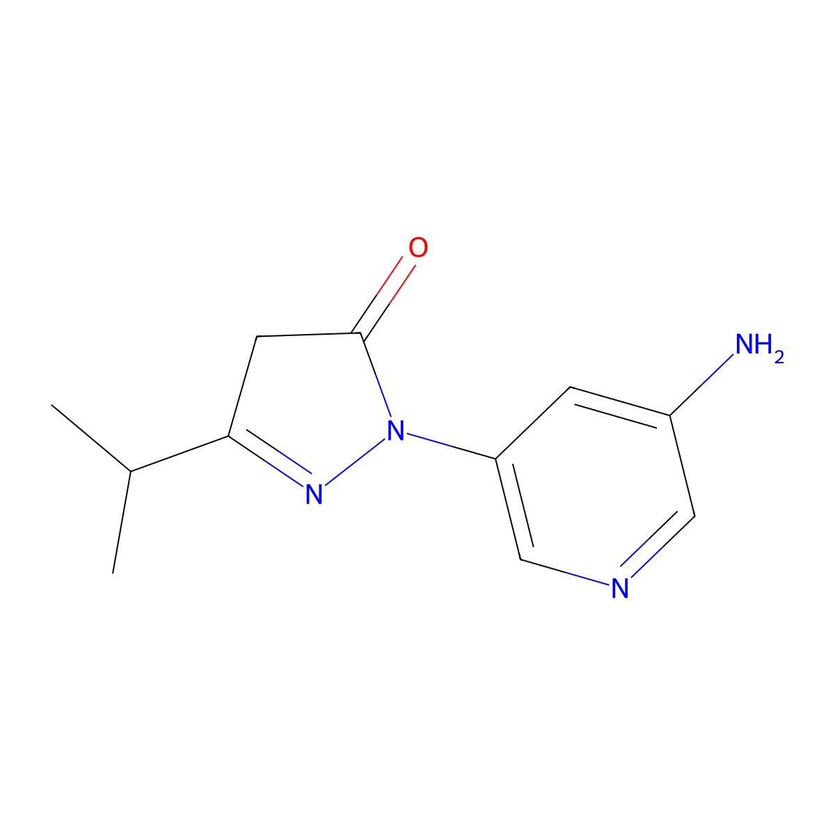 1-(5-Aminopyridin-3-yl)-3-(propan-2-yl)-4,5-dihydro-1H-pyrazol-5-one molecular structure, CAS 2091763-17-4