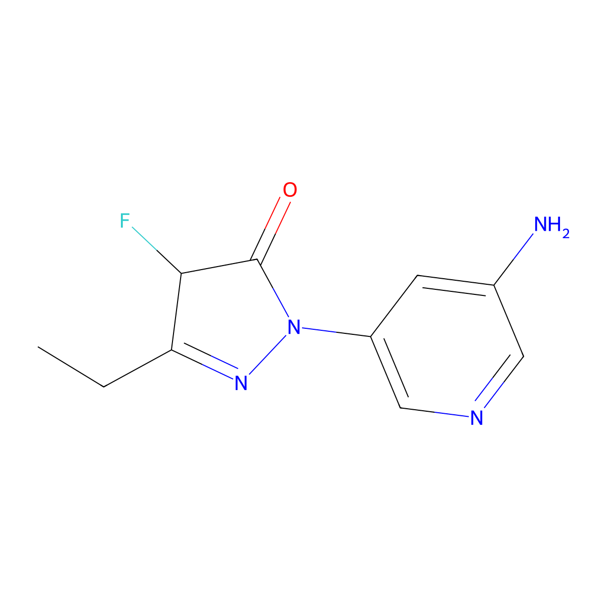 1-(5-Aminopyridin-3-yl)-3-ethyl-4-fluoro-4,5-dihydro-1H-pyrazol-5-one molecular structure, CAS 2091763-27-6