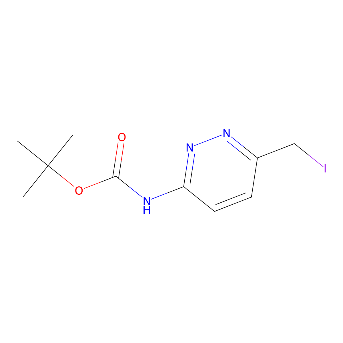 tert-Butyl N-[6-(iodomethyl)pyridazin-3-yl]carbamate molecular structure, CAS 2091763-35-6