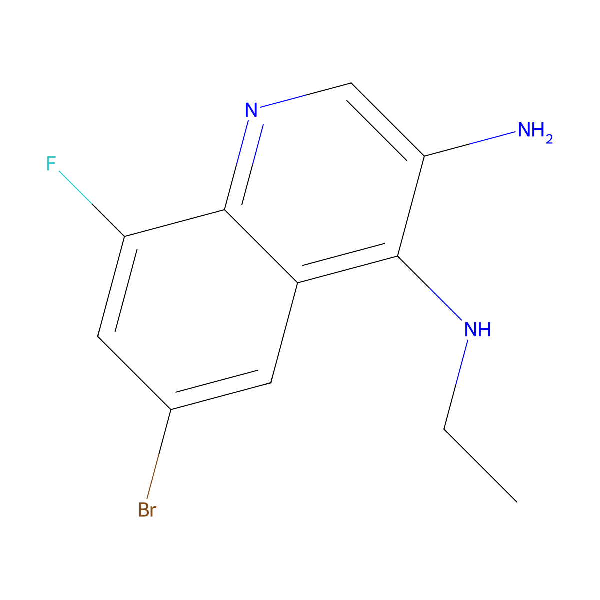 6-Bromo-N4-ethyl-8-fluoroquinoline-3,4-diamine molecular structure, CAS 2091763-44-7