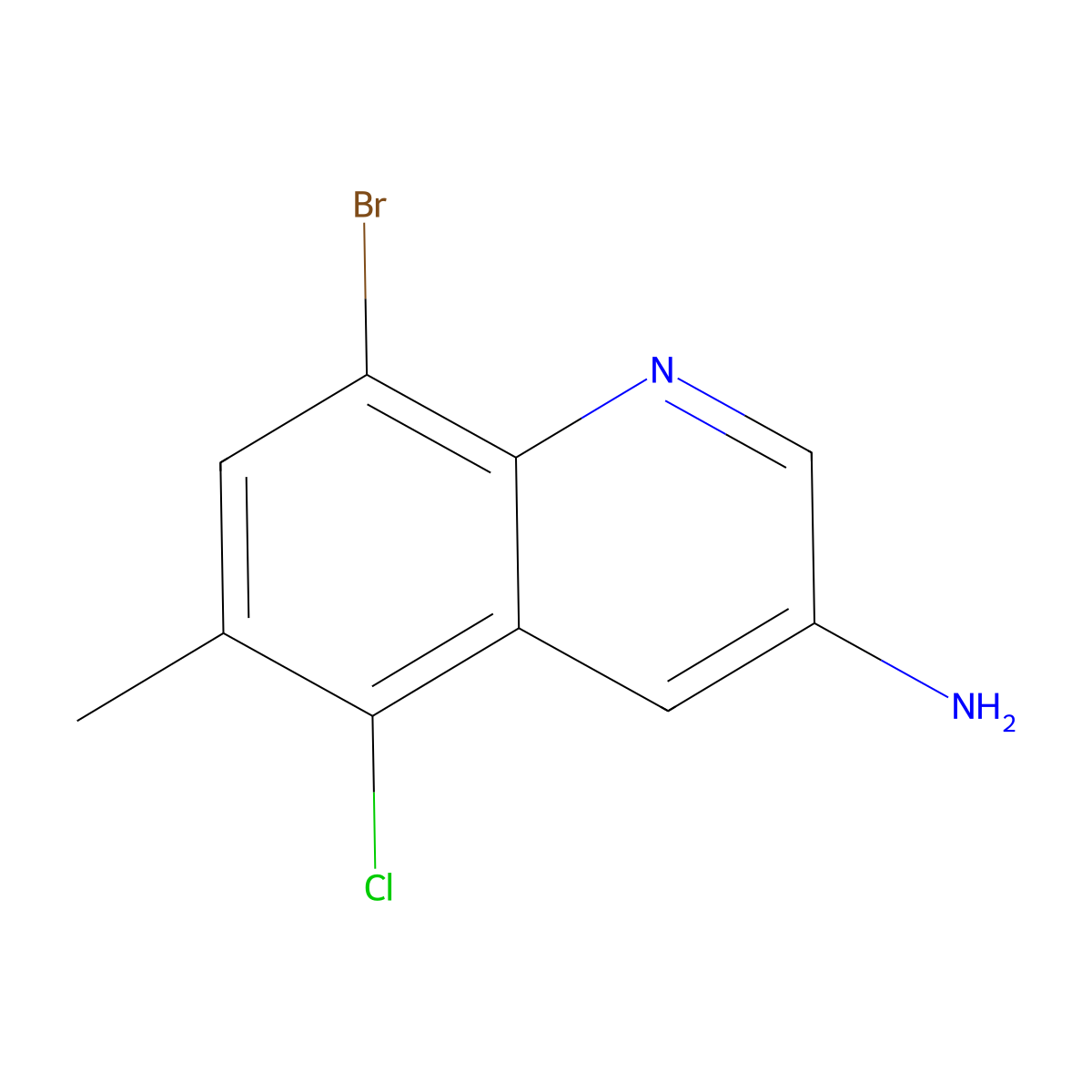 8-Bromo-5-chloro-6-methylquinolin-3-amine molecular structure, CAS 2091763-78-7