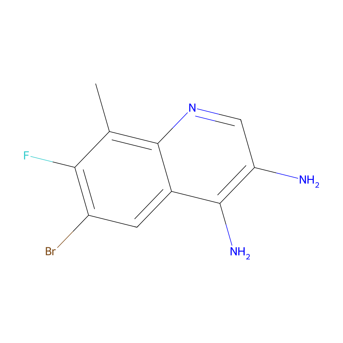 6-Bromo-7-fluoro-8-methylquinoline-3,4-diamine molecular structure, CAS 2091763-89-0