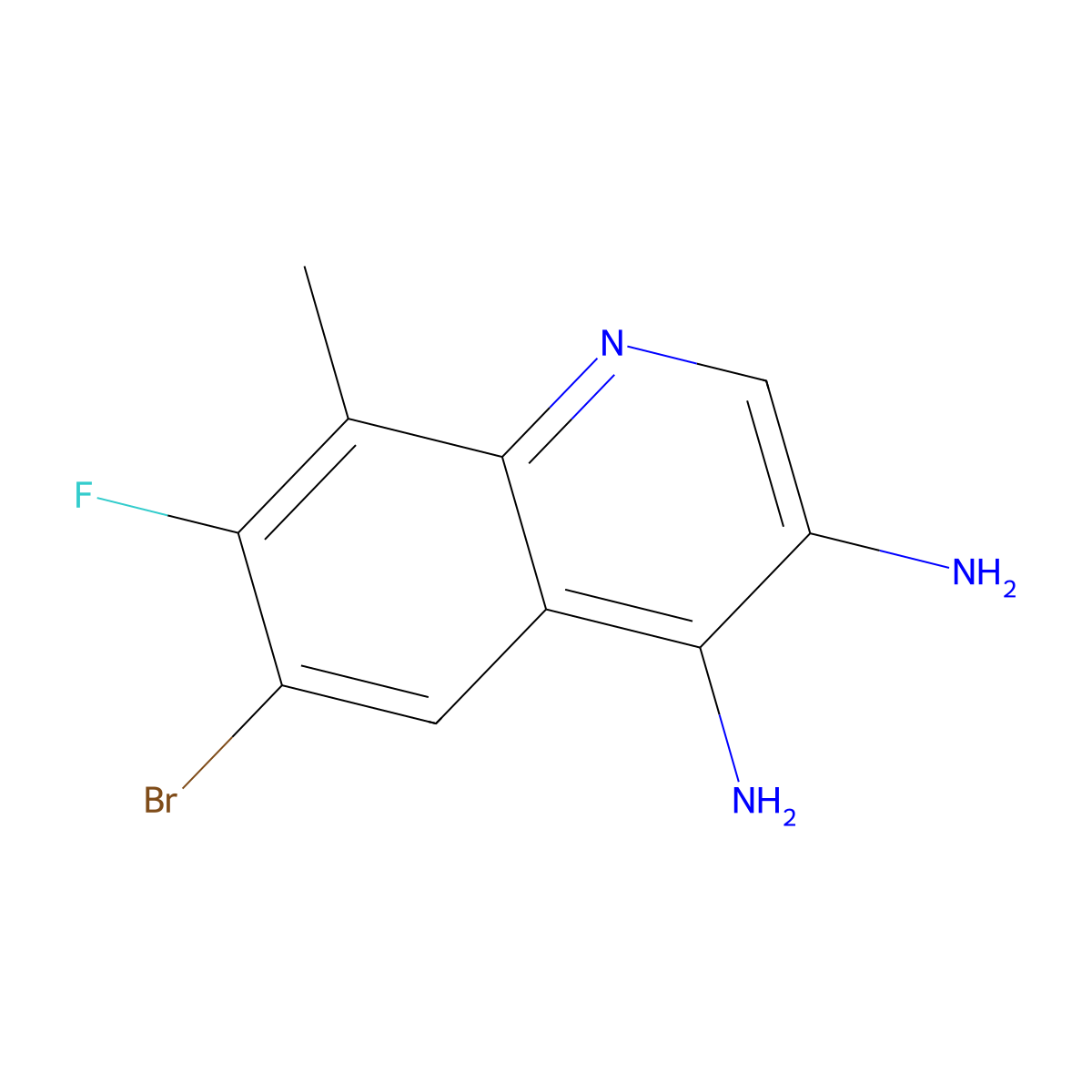 6-Bromo-7-fluoro-8-methylquinoline-3,4-diamine molecular structure, CAS 2091763-89-0