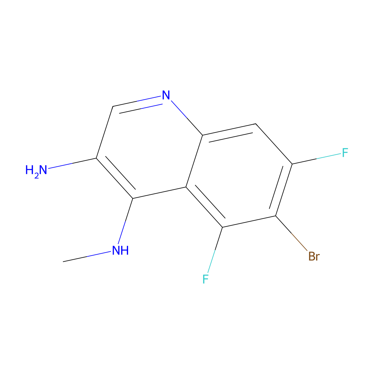 6-Bromo-5,7-difluoro-N4-methylquinoline-3,4-diamine molecular structure, CAS 2091764-26-8