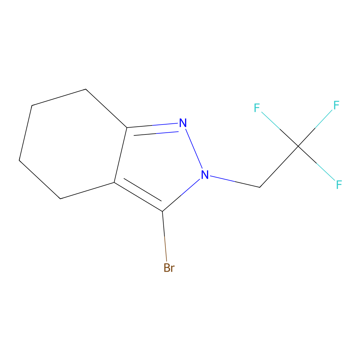 3-Bromo-2-(2,2,2-trifluoroethyl)-4,5,6,7-tetrahydro-2H-indazole molecular structure, CAS 2091764-49-5
