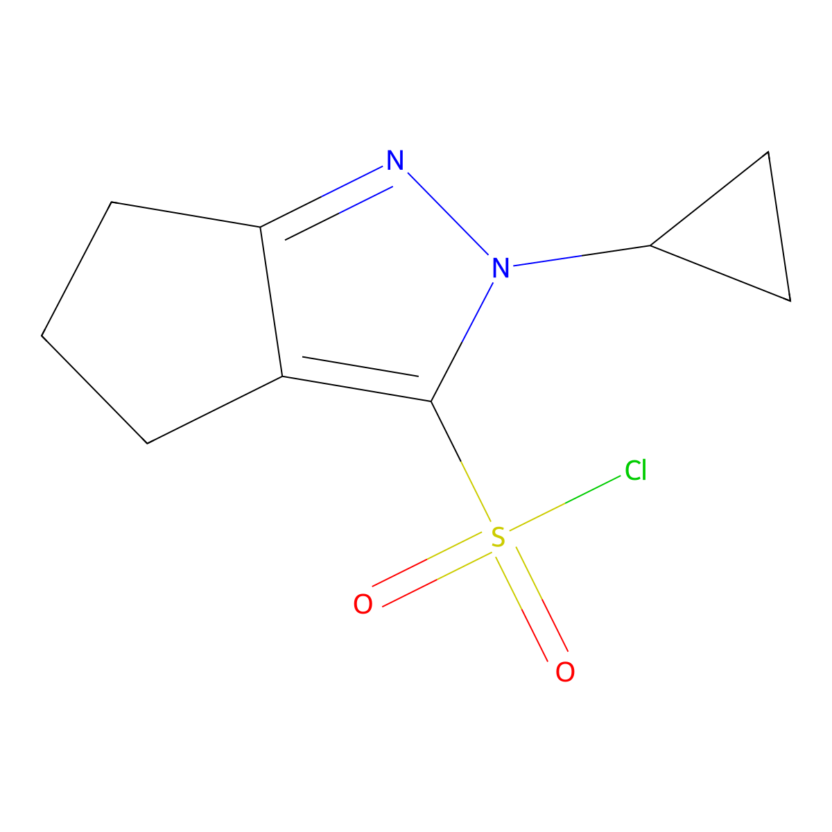 2-Cyclopropyl-2H,4H,5H,6H-cyclopenta[c]pyrazole-3-sulfonyl chloride molecular structure, CAS 2091764-55-3
