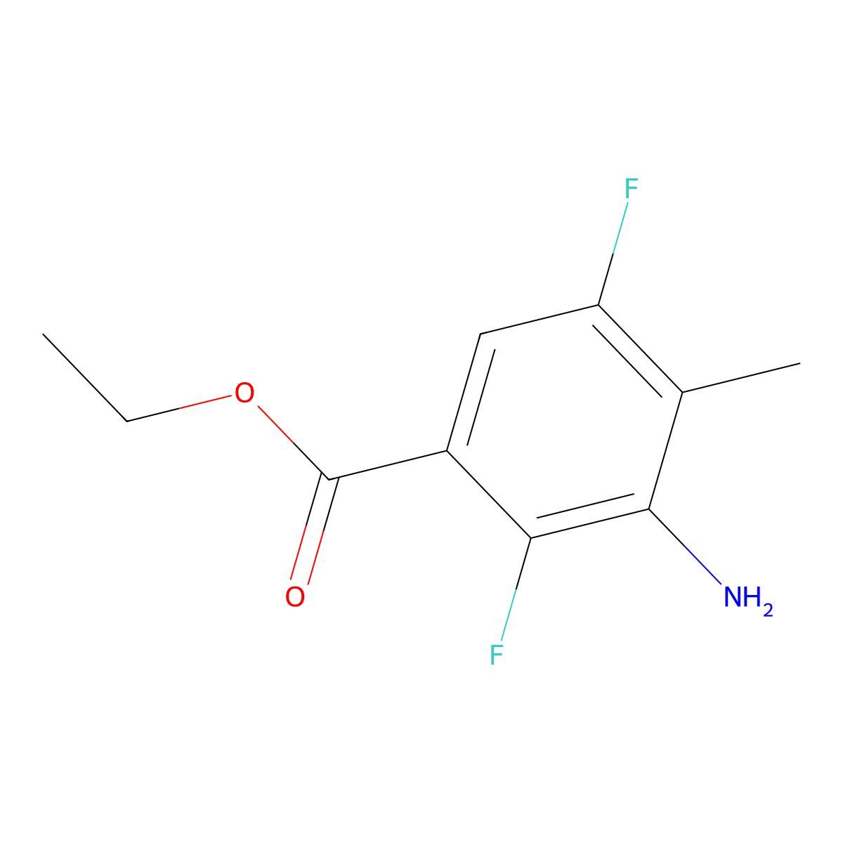 Ethyl 3-amino-2,5-difluoro-4-methylbenzoate molecular structure, CAS 2091770-70-4