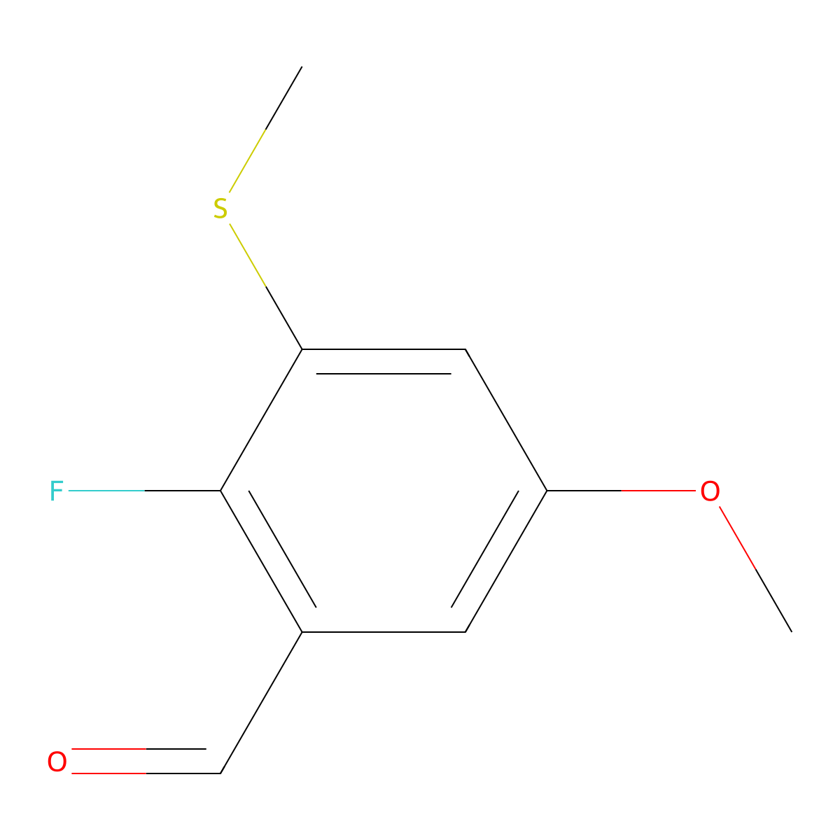 2-Fluoro-5-methoxy-3-(methylthio)benzaldehyde molecular structure, CAS 2091772-54-0