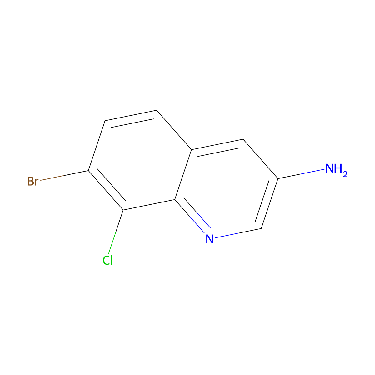 7-Bromo-8-chloroquinolin-3-amine molecular structure, CAS 2091772-90-4