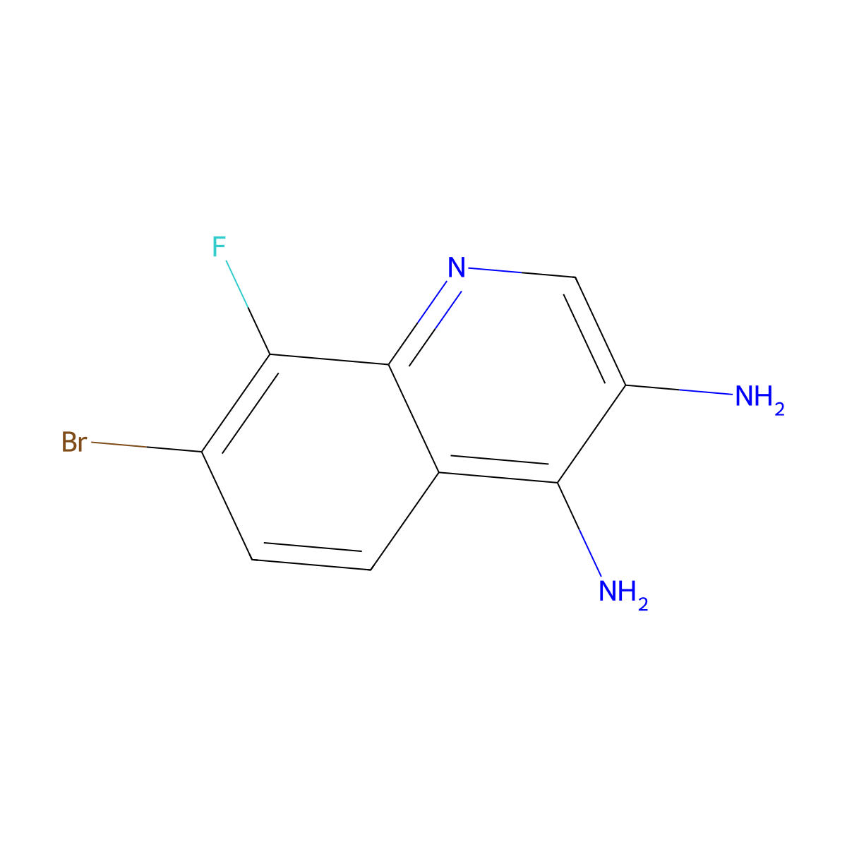 7-Bromo-8-fluoroquinoline-3,4-diamine molecular structure, CAS 2091773-15-6