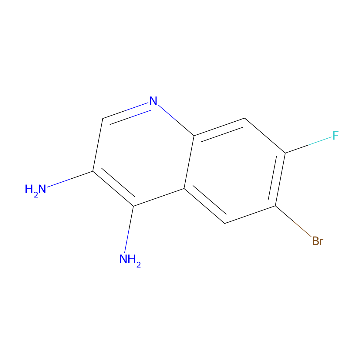 6-Bromo-7-fluoroquinoline-3,4-diamine molecular structure, CAS 2091773-91-8